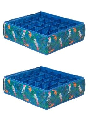 Trolley 2pc 24 Pocket Drawer Organizers RARE TROPICAL BIRDS